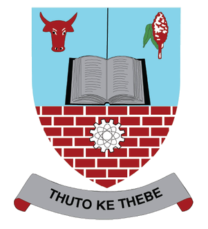 The University of Botswana crest, which carries an ox head